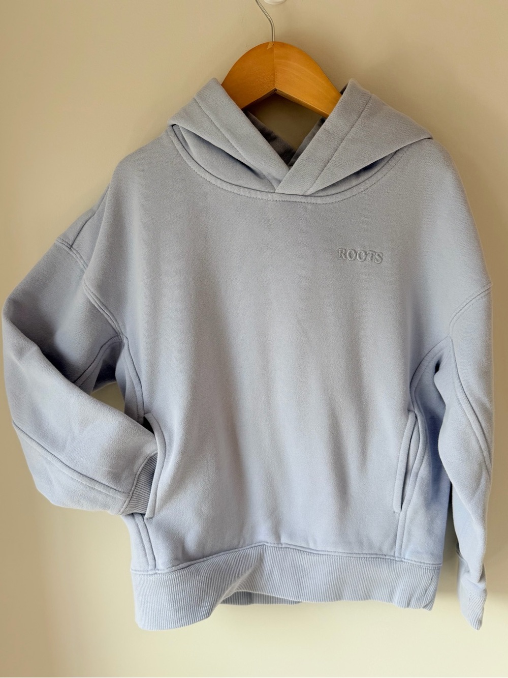 Roots Kids Powder Blue Kids Embroidered Hoodie MED